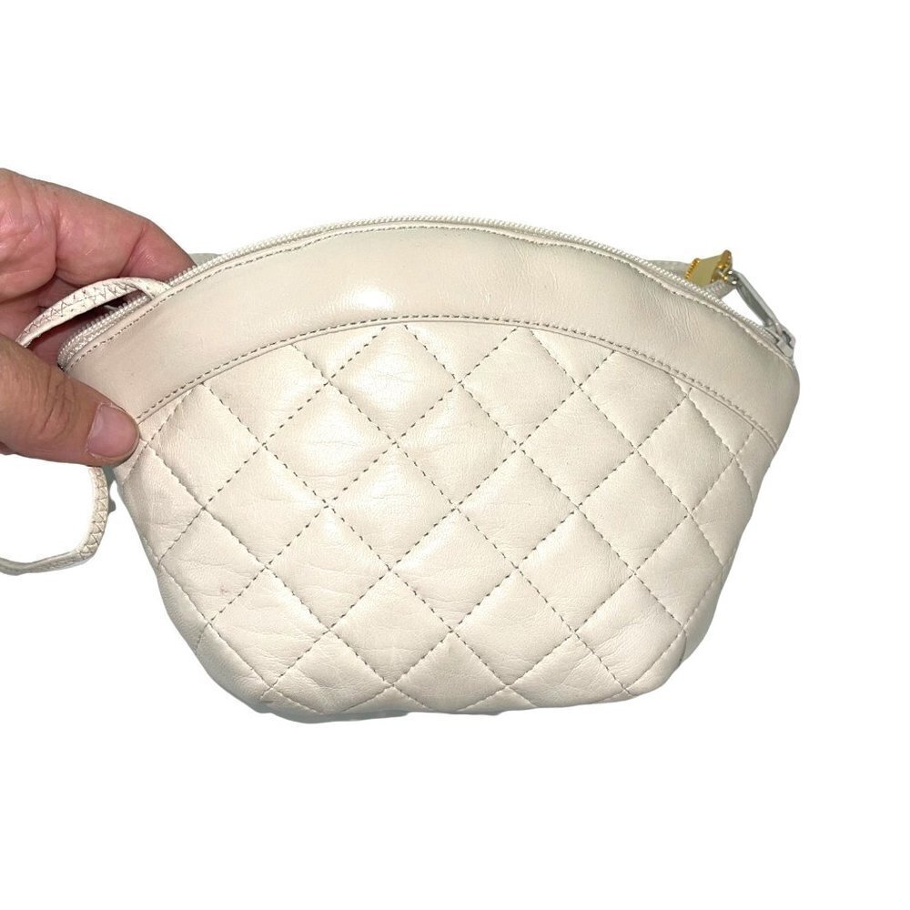 Jay Herbert New York Quilted Shoulder Cross Body Bag Vintage Lined Zipper Cream